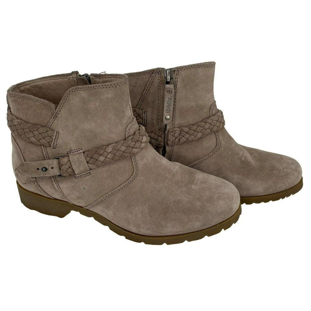 Teva Delavina Suede Leather Ankle Bootie Beige Waterproof 1008601 Women Size 6.5